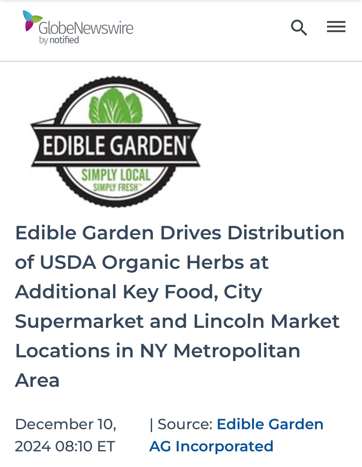 $Edible Garden (EDBL.US)$