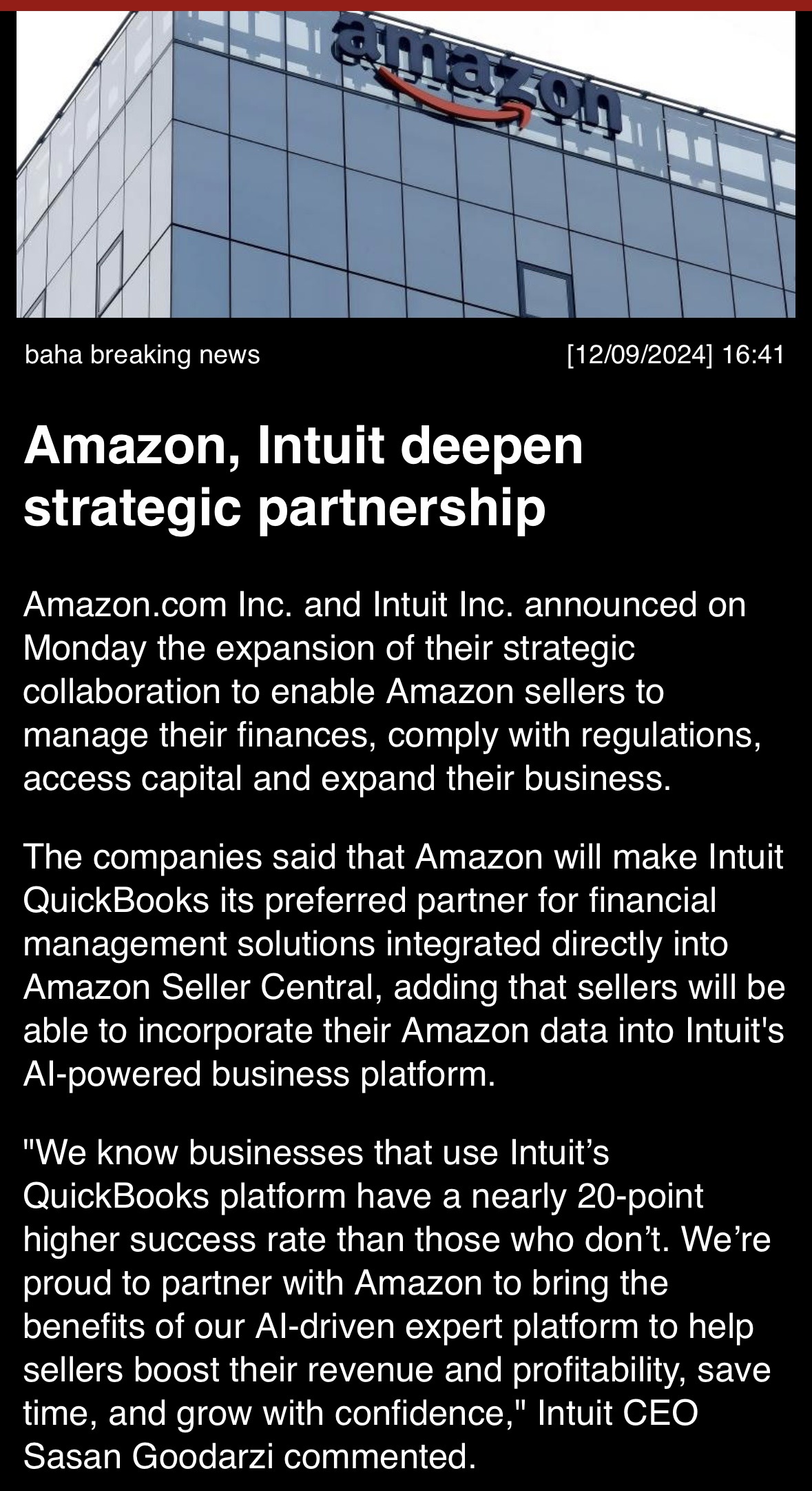 Amazon, Intuit deepen strategic partnership