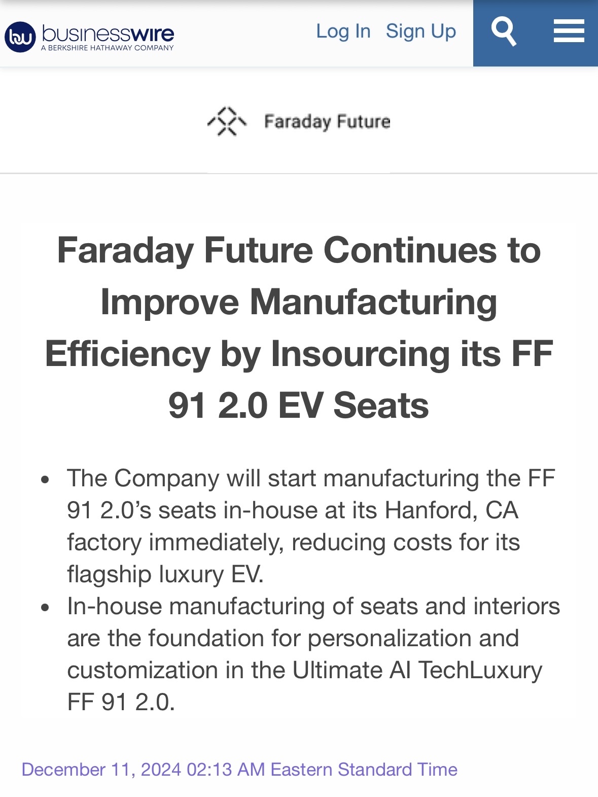 $Faraday Future Intelligent Electric Inc. (FFIE.US)$