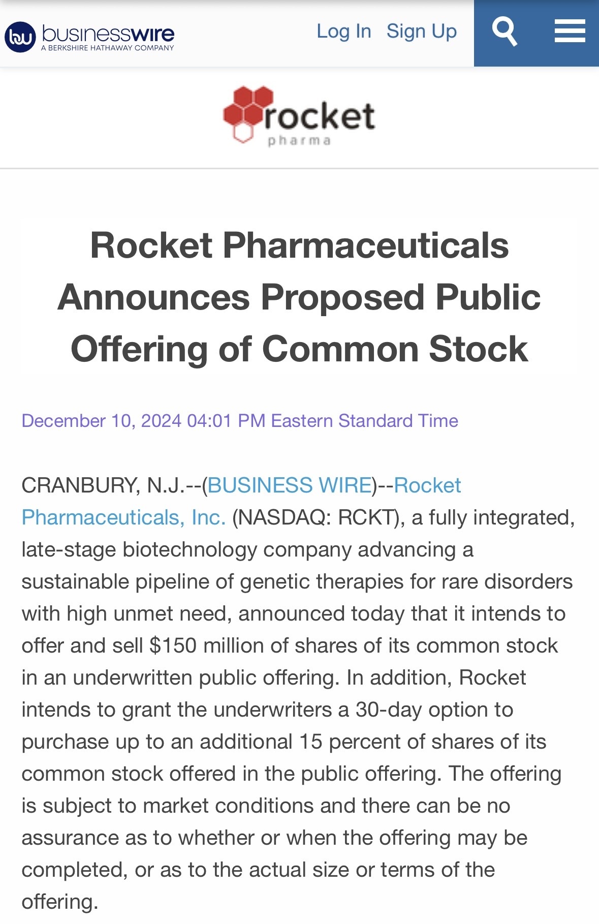 $Rocket Pharmaceuticals (RCKT.US)$