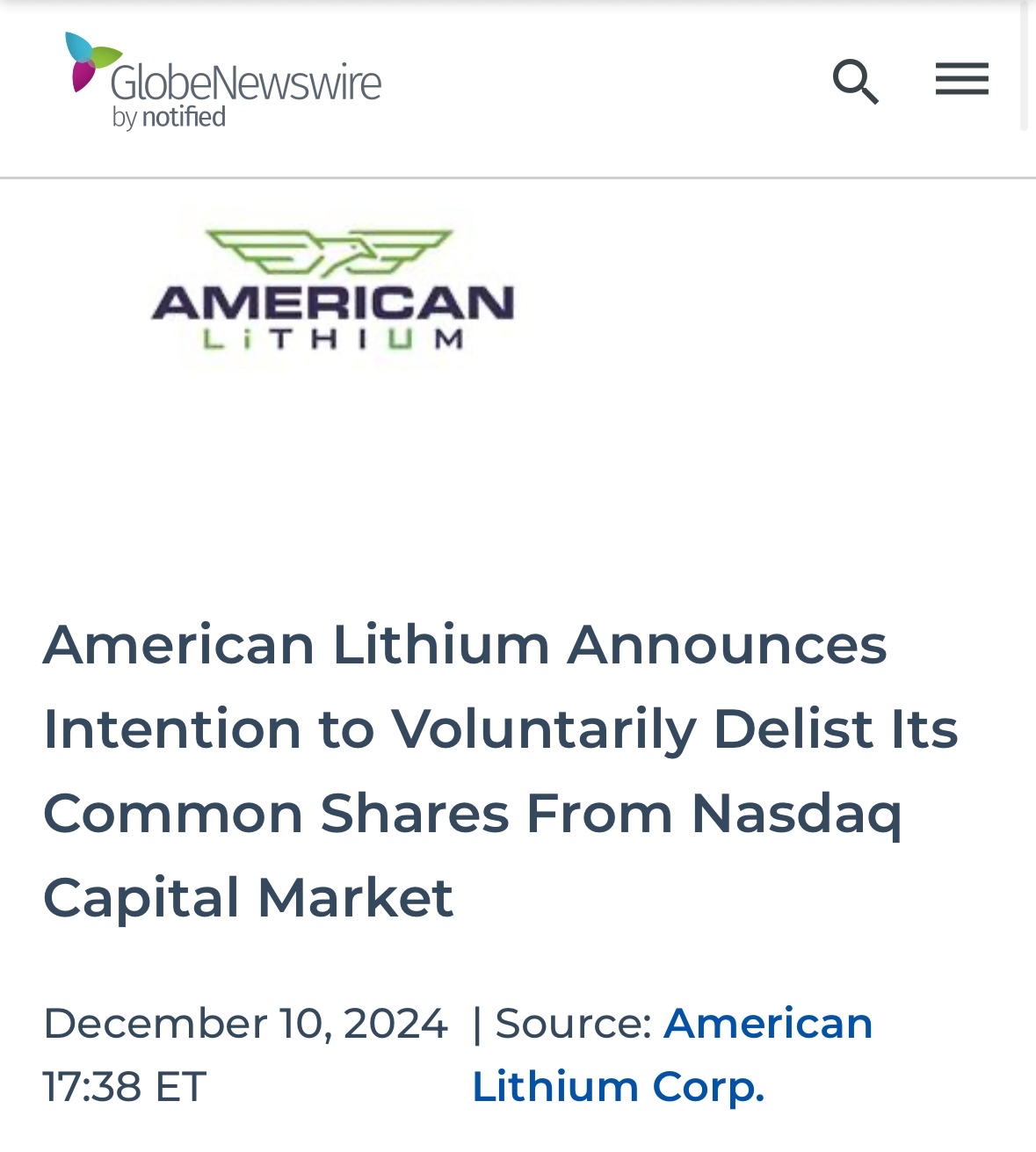 $American Lithium Corp (AMLI.US)$