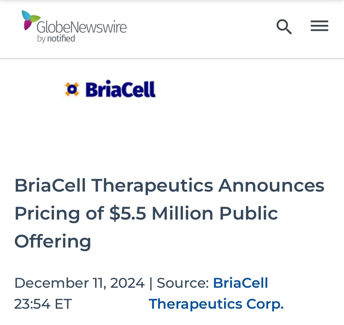 $BriaCell Therapeutics (BCTX.US)$