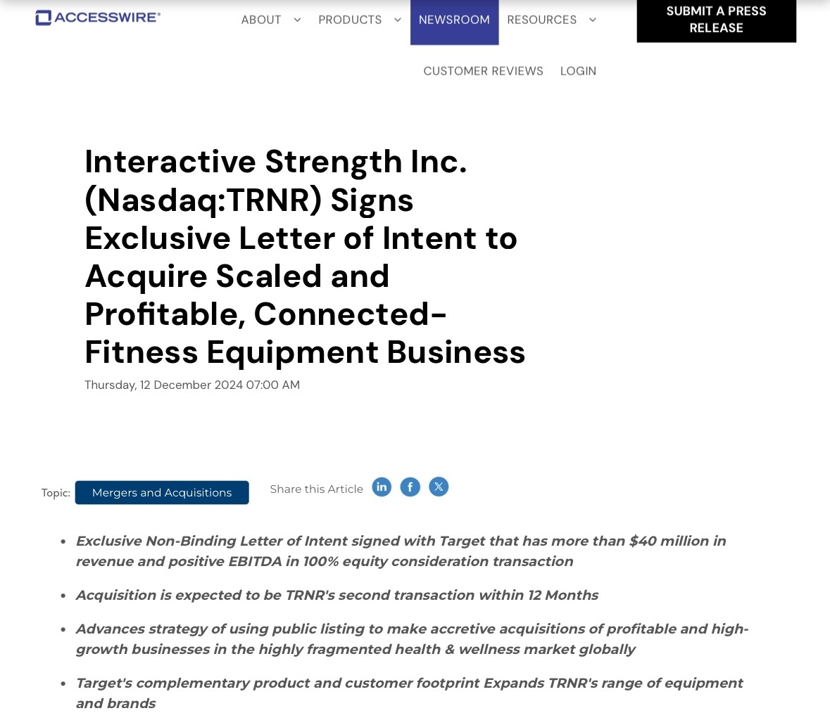 $Interactive Strength (TRNR.US)$