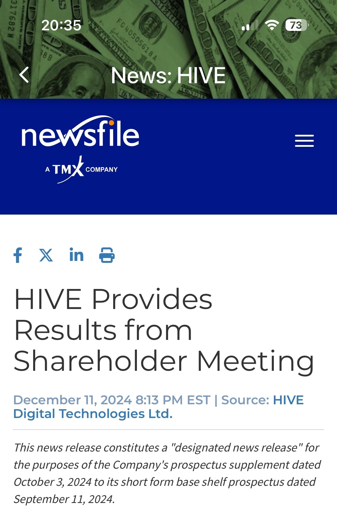 $HIVE Digital Technologies Ltd (HIVE.CA)$