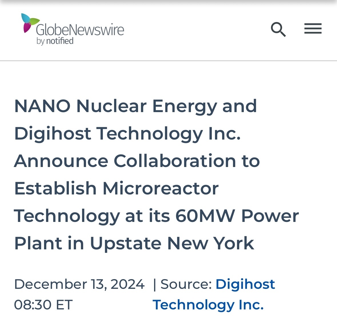 $NANO Nuclear Energy (NNE.US)$$Digihost Technology (DGHI.US)$