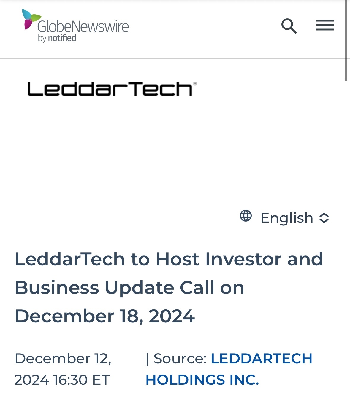 $LeddarTech (LDTC.US)$