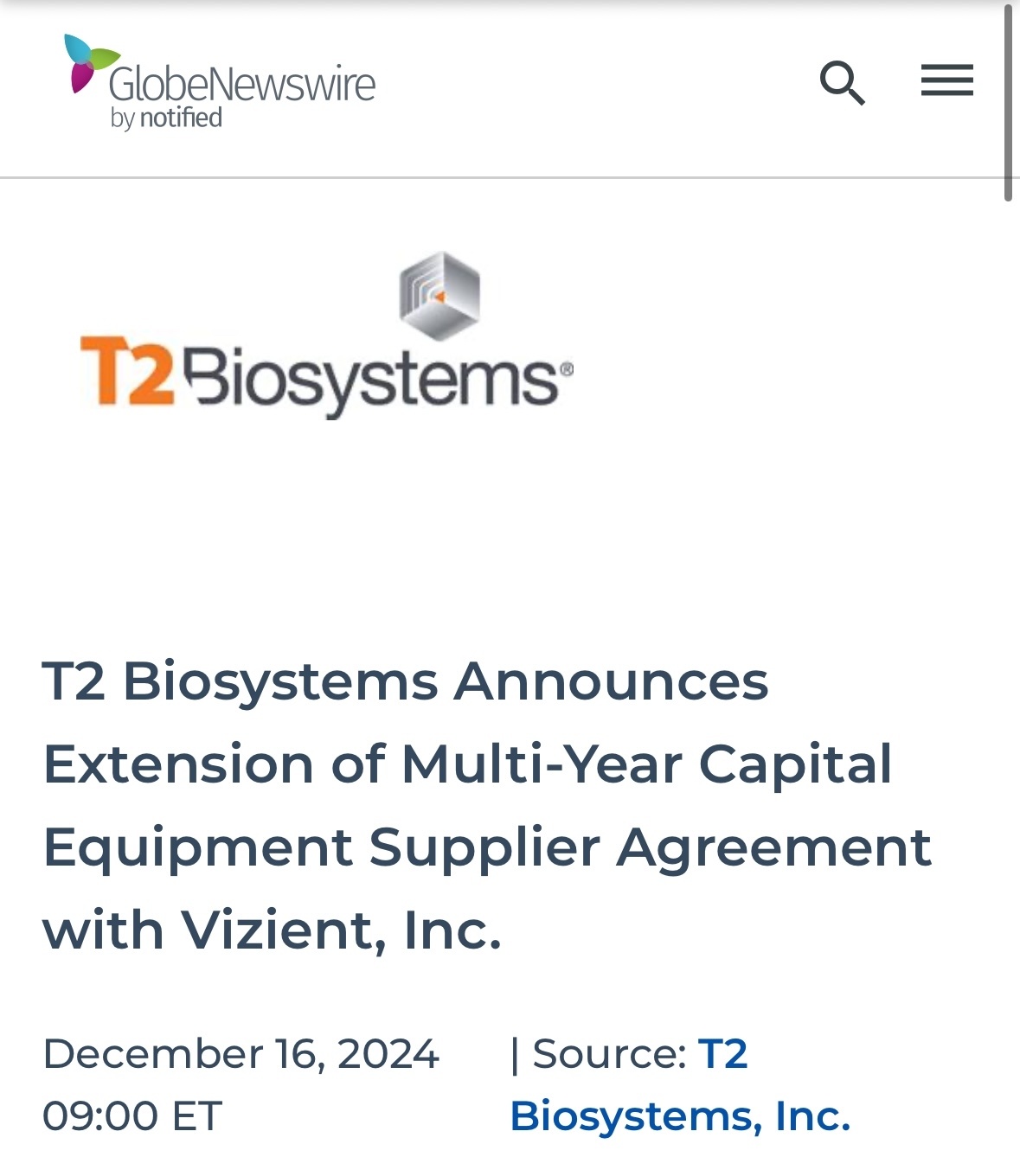 $T2 Biosystems (TTOO.US)$