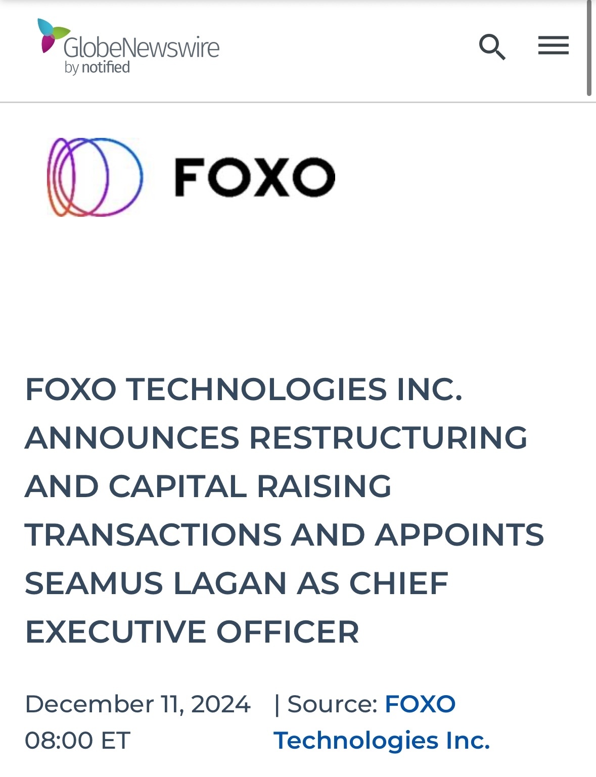 $フォクソ テクノロジーズ (FOXO.US)$