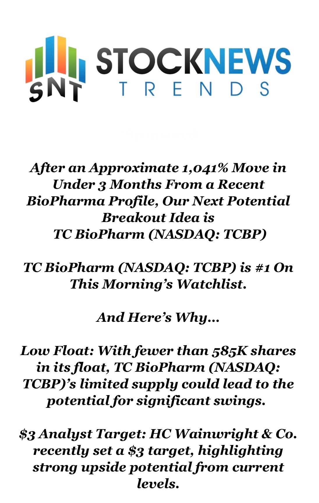 $TC BioPharm (TCBP.US)$