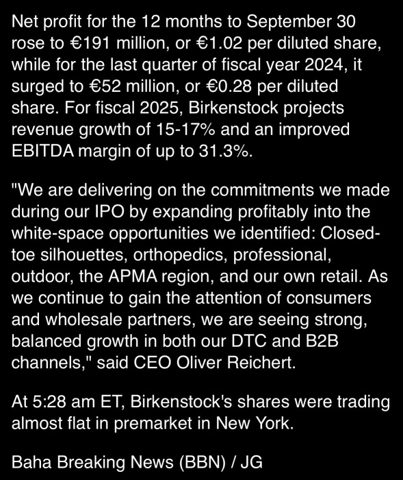 Birkenstock’s Q4 revenue up by 22% to €456 million