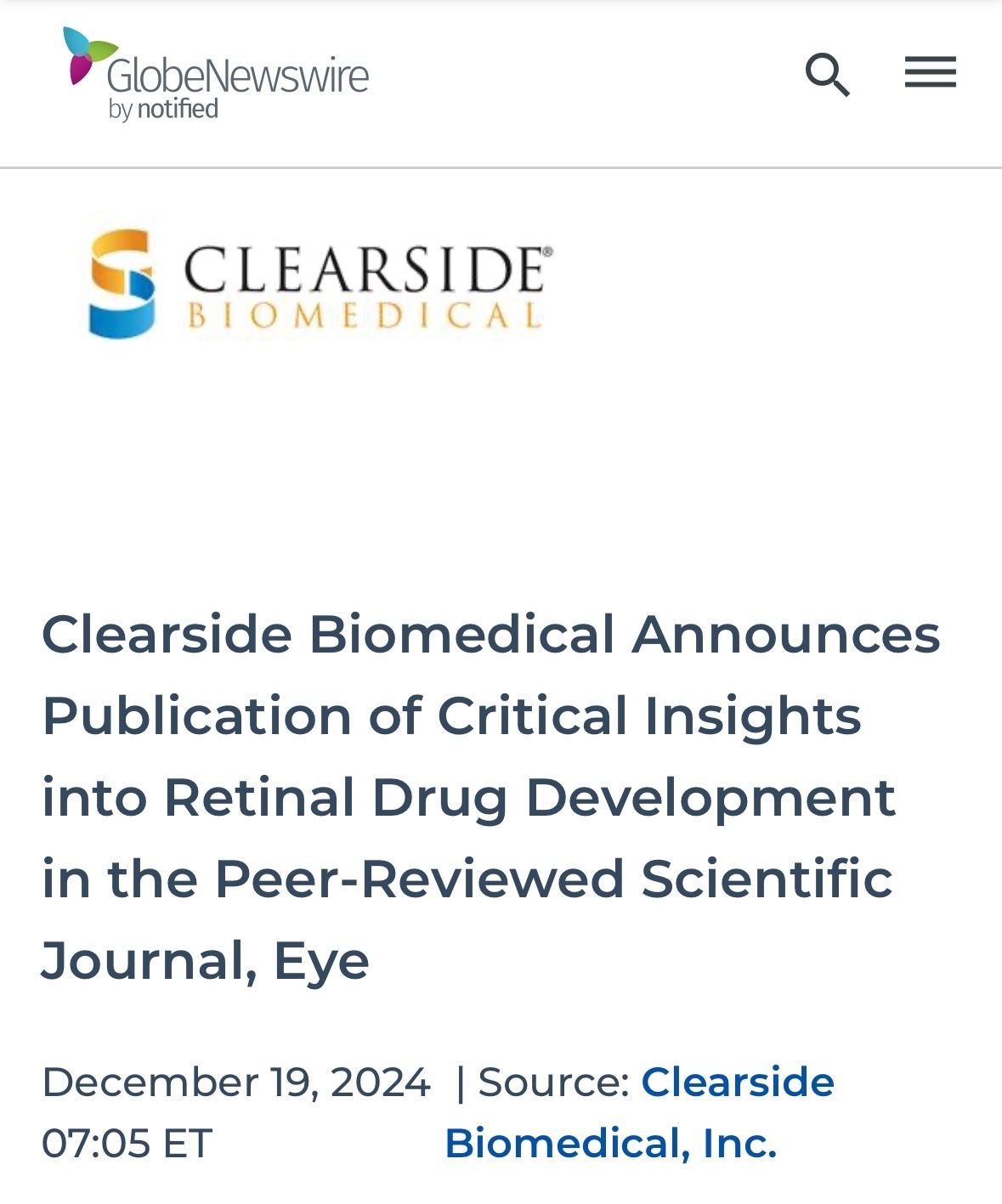 $Clearside Biomedical (CLSD.US)$