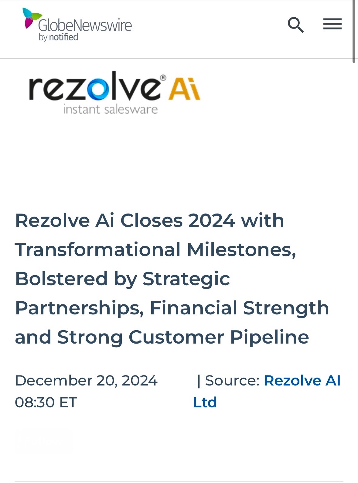 $Rezolve AI (RZLV.US)$