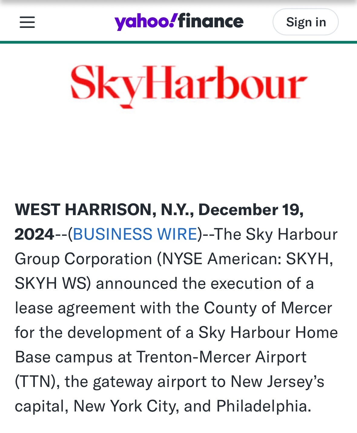 $Sky Harbour Group (SKYH.US)$