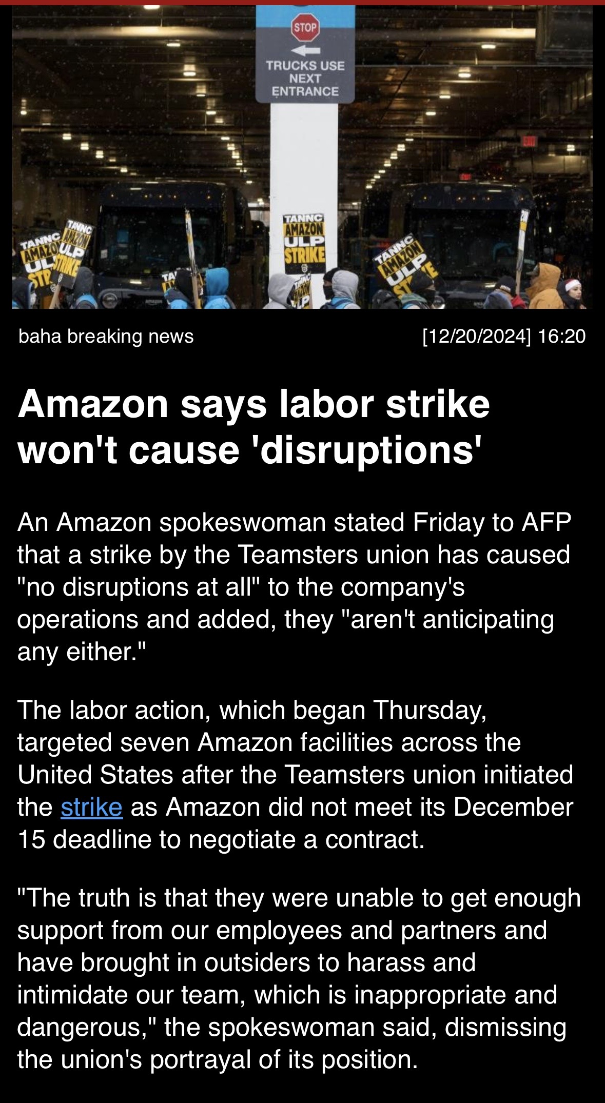 Amazon says labor strike won’t cause “disruptions”