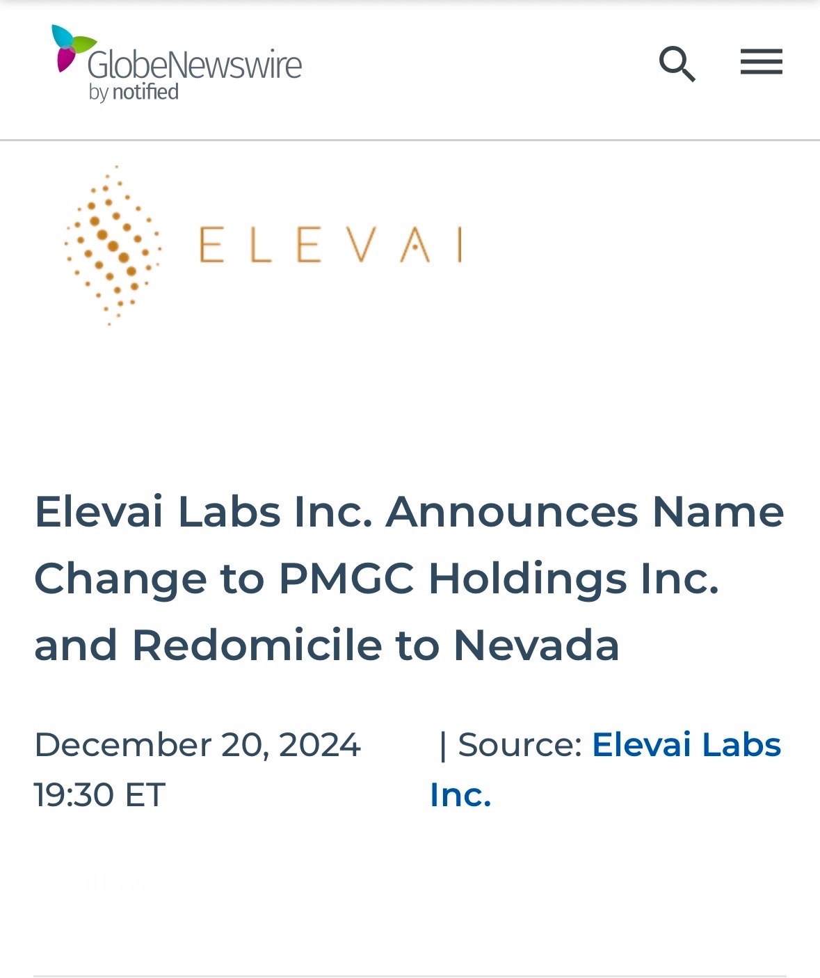 $Elevai Labs (ELAB.US)$