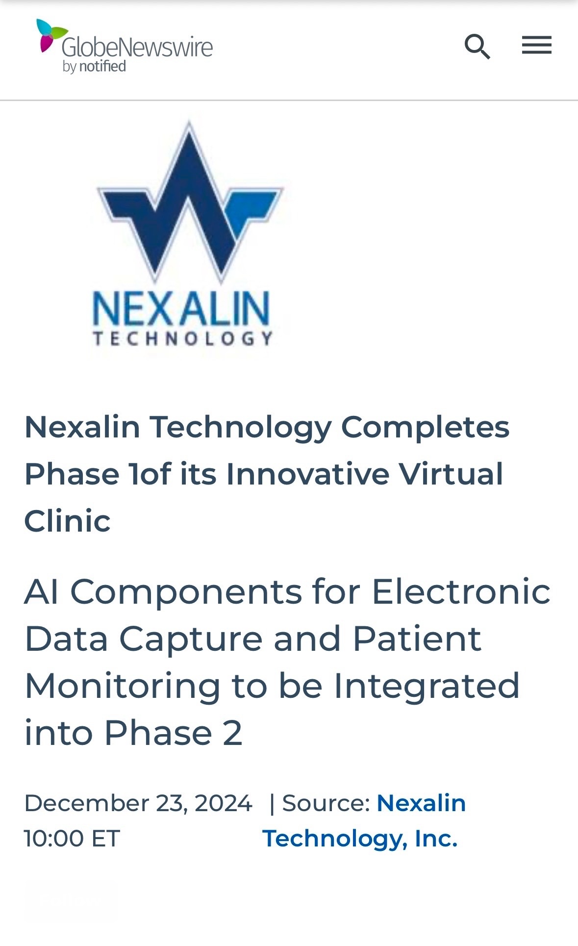 $Nexalin Technology (NXL.US)$