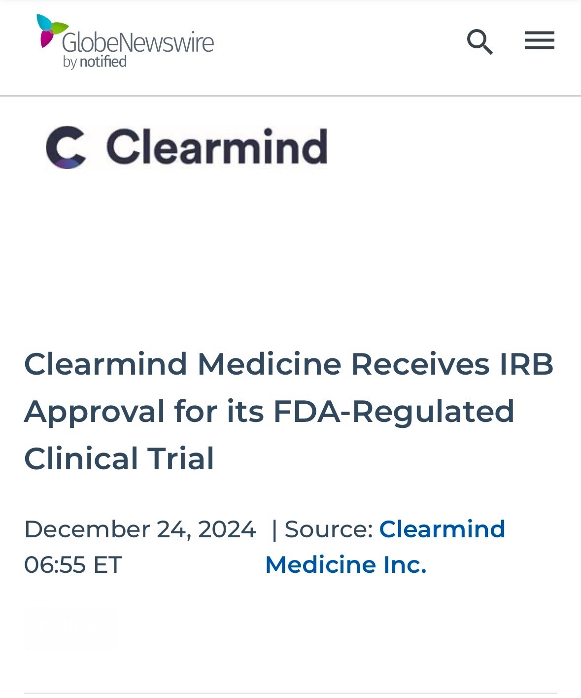 $Clearmind Medicine (CMND.US)$