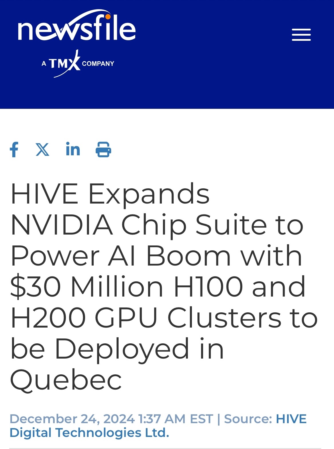 $HIVE Digital Technologies Ltd (HIVE.CA)$ $英伟达 (NVDA.US)$