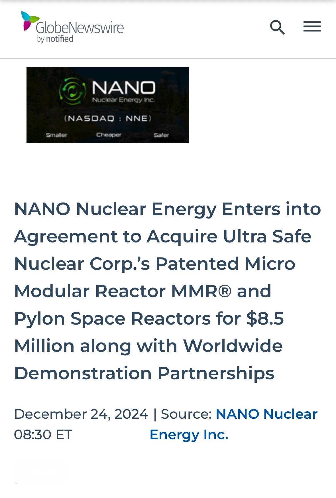 $NANO Nuclear Energy (NNE.US)$