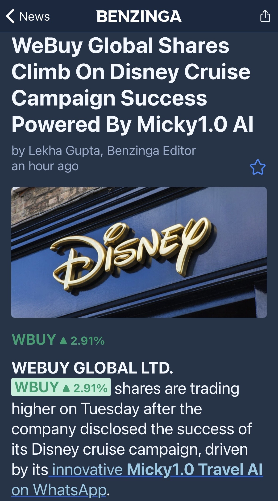 $WeBuy Global (WBUY.US)$ $迪士尼 (DIS.US)$