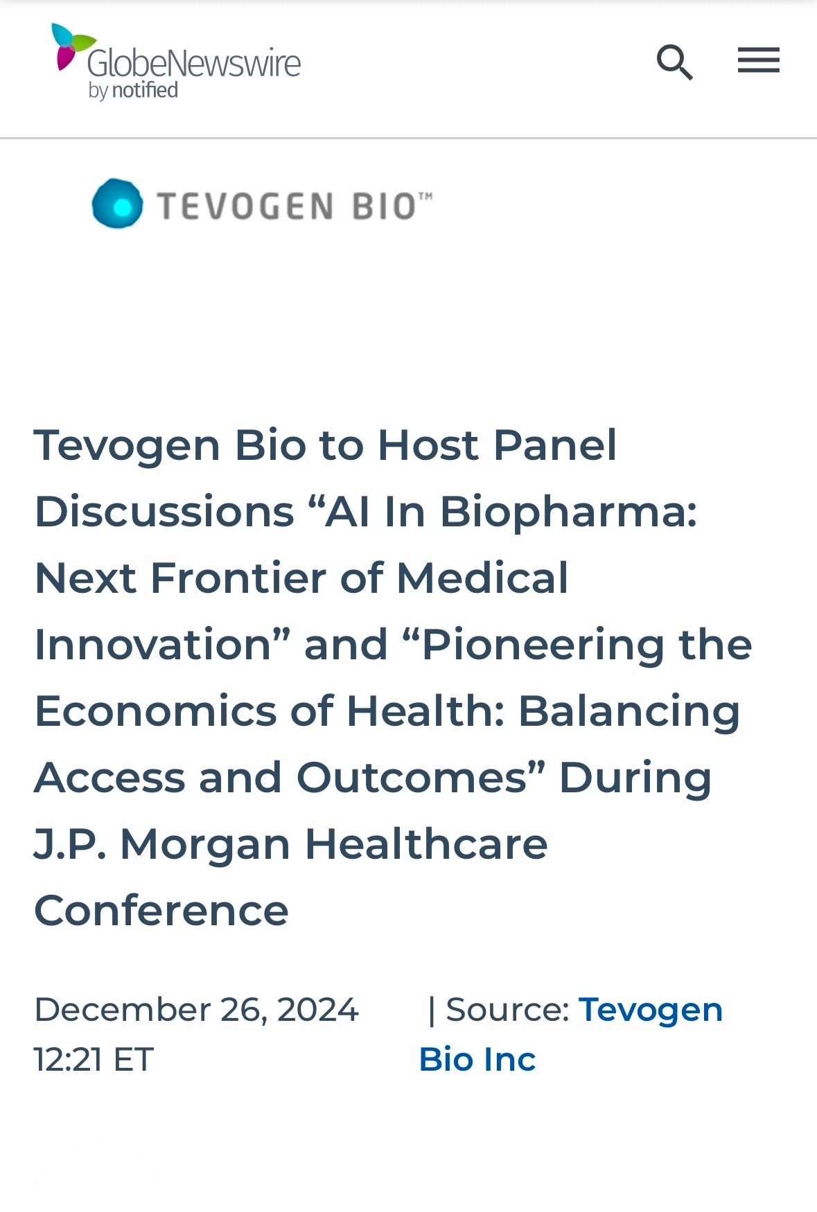 $Tevogen Bio Holdings (TVGN.US)$