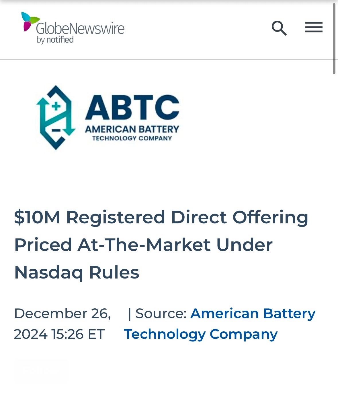 $American Battery Technology (ABAT.US)$