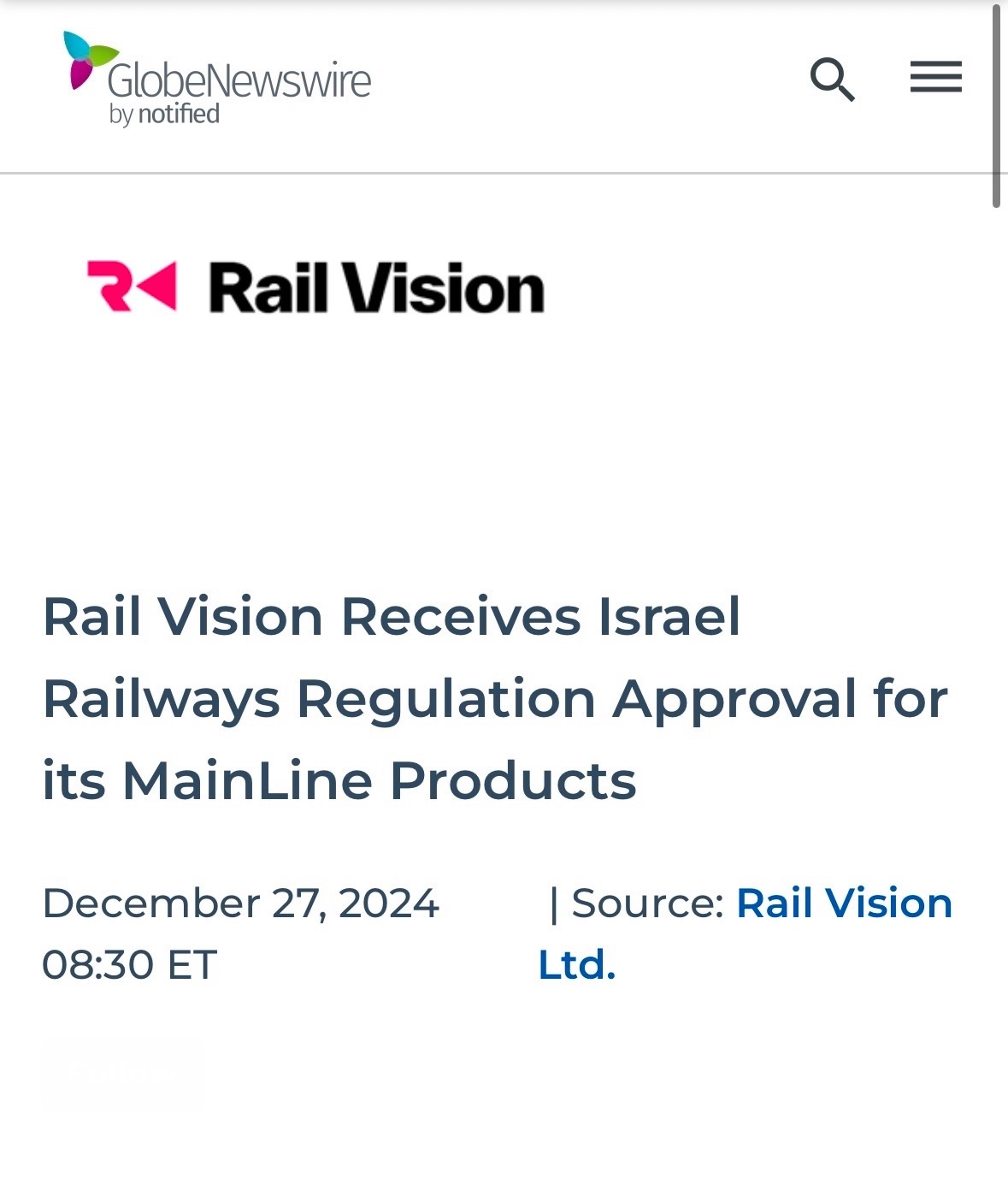 $Rail Vision (RVSN.US)$