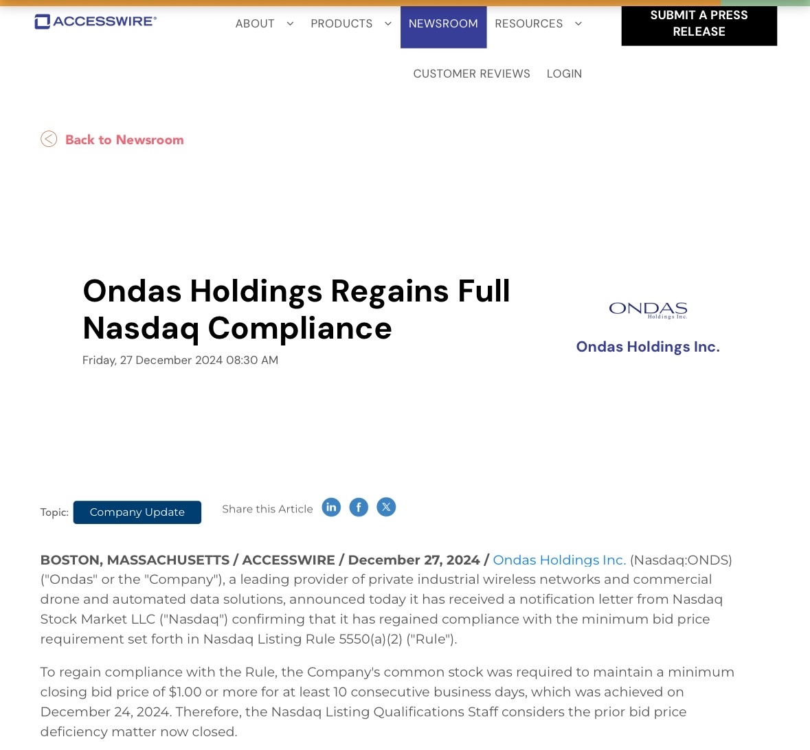 $Ondas Holdings (ONDS.US)$