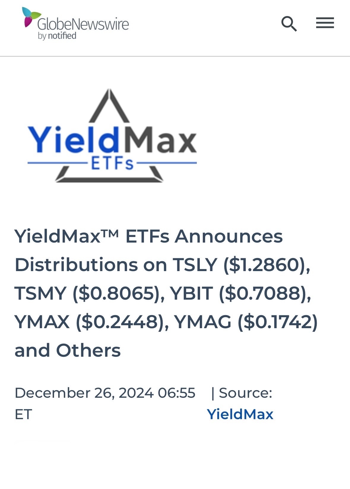 $YieldMax TSLA Option Income Strategy ETF (TSLY.US)$$YieldMax Bitcoin Option Income Strategy ETF (YBIT.US)$$YIELDMAX MAGNIFICENT 7 FUND OF OPTION INCOME ETFS (Y...