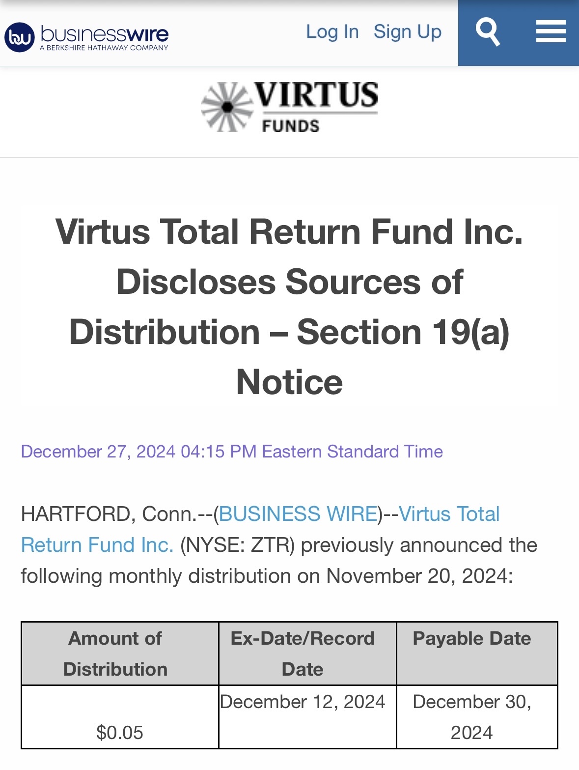 $Virtus Total Return Fund Inc (ZTR.US)$