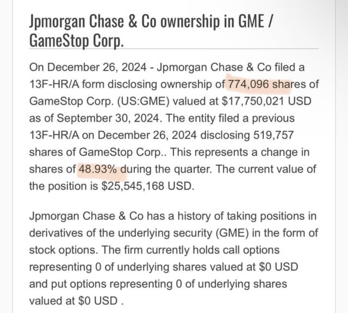 $游戏驿站 (GME.US)$$摩根大通 (JPM.US)$