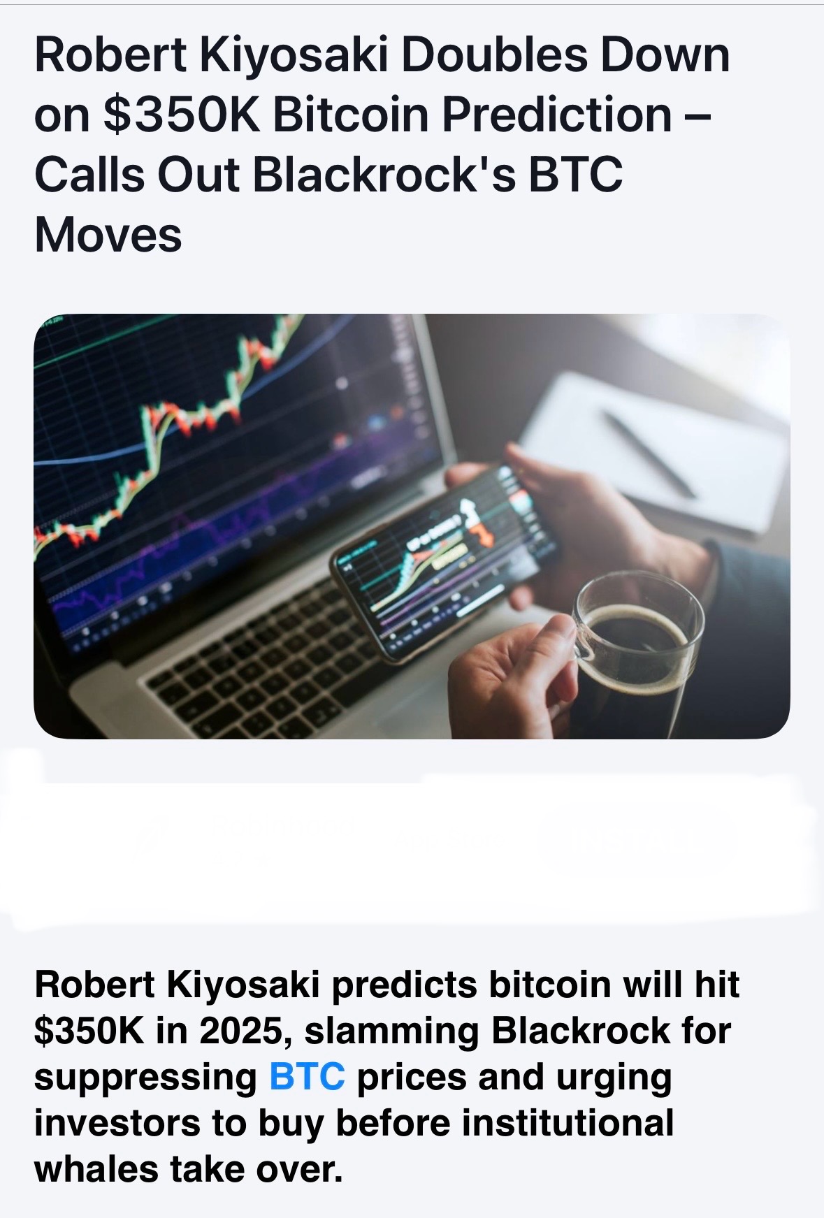 Robert Kiyosaki Doubles Down on 350K Bitcoin Prediction- Cal... - moomoo  Community