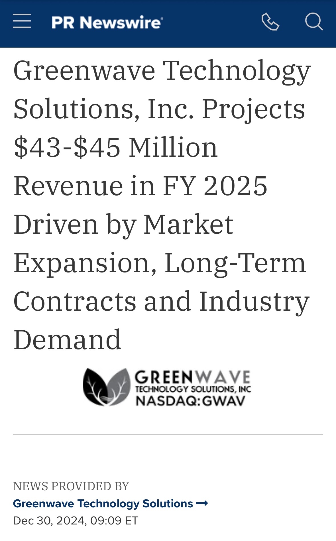 $Greenwave Technology Solutions (GWAV.US)$