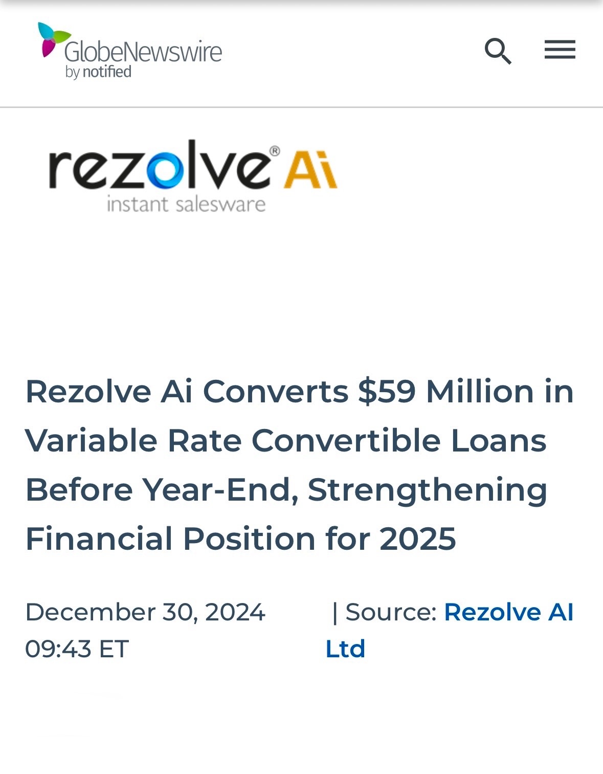 $Rezolve AI (RZLV.US)$