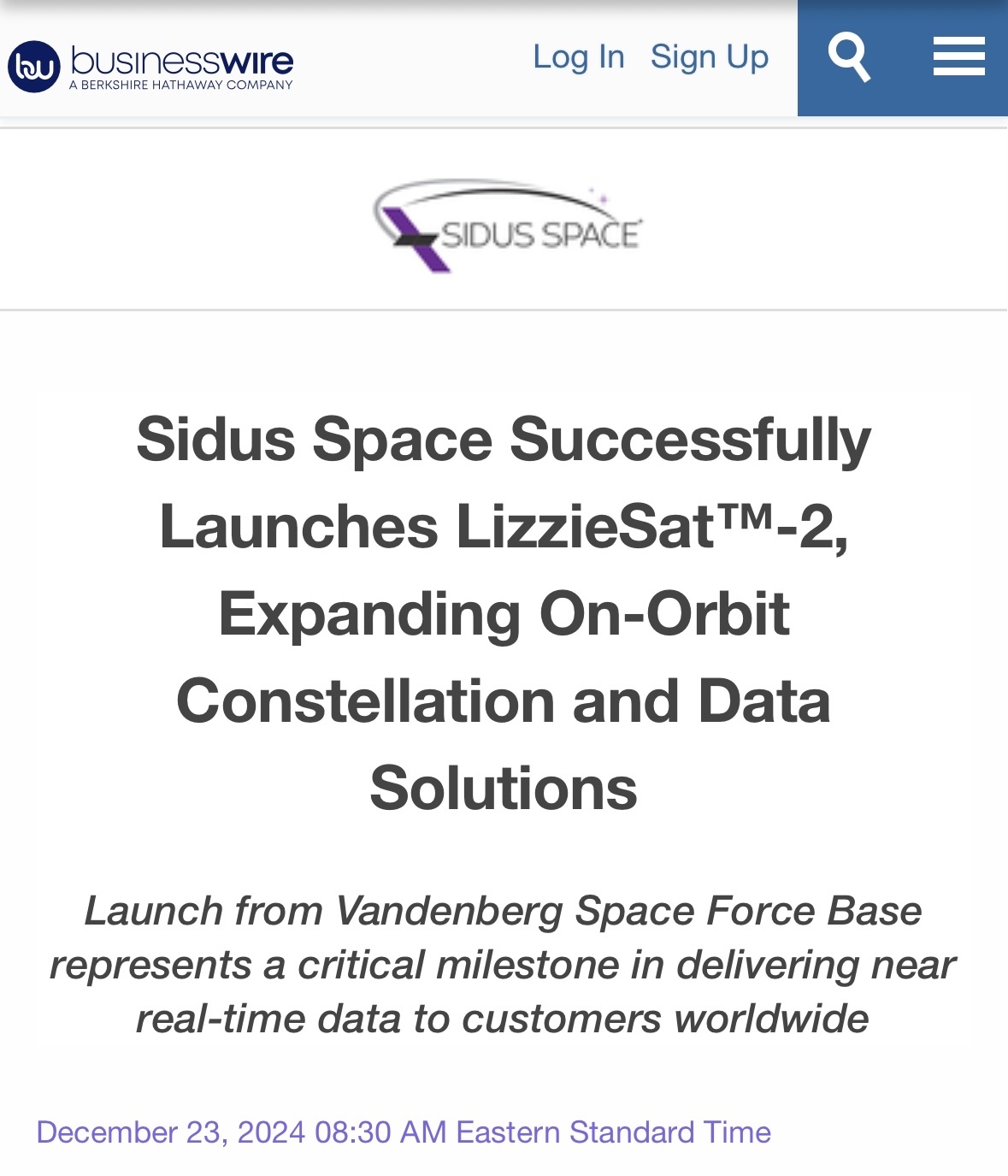 $Sidus Space (SIDU.US)$