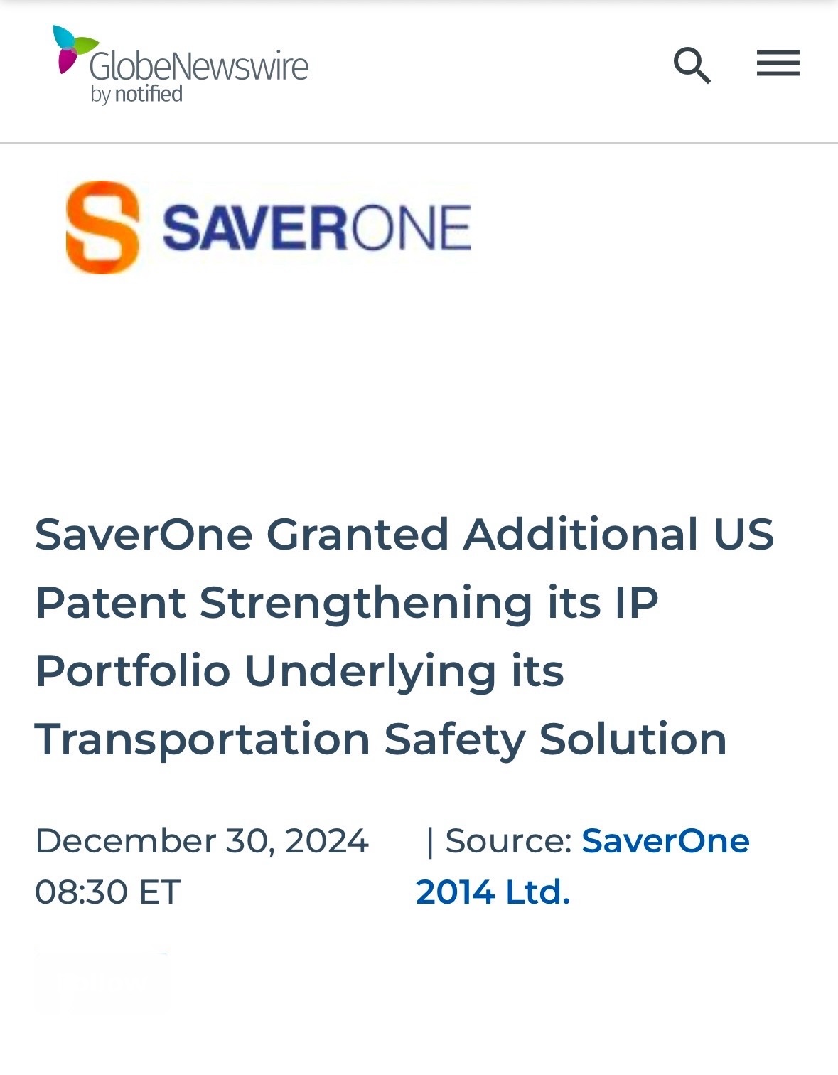 $SaverOne 2014 (SVRE.US)$