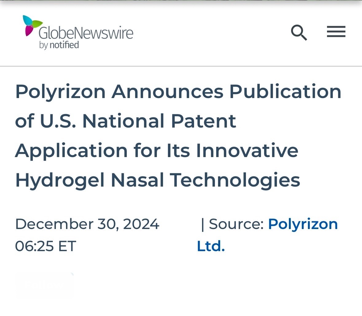 $Polyrizon (PLRZ.US)$