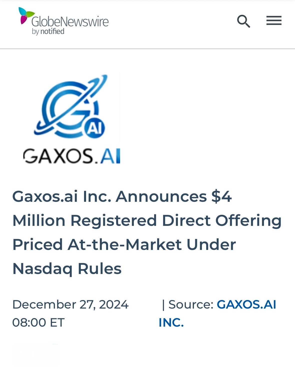 $Gaxos.ai (GXAI.US)$