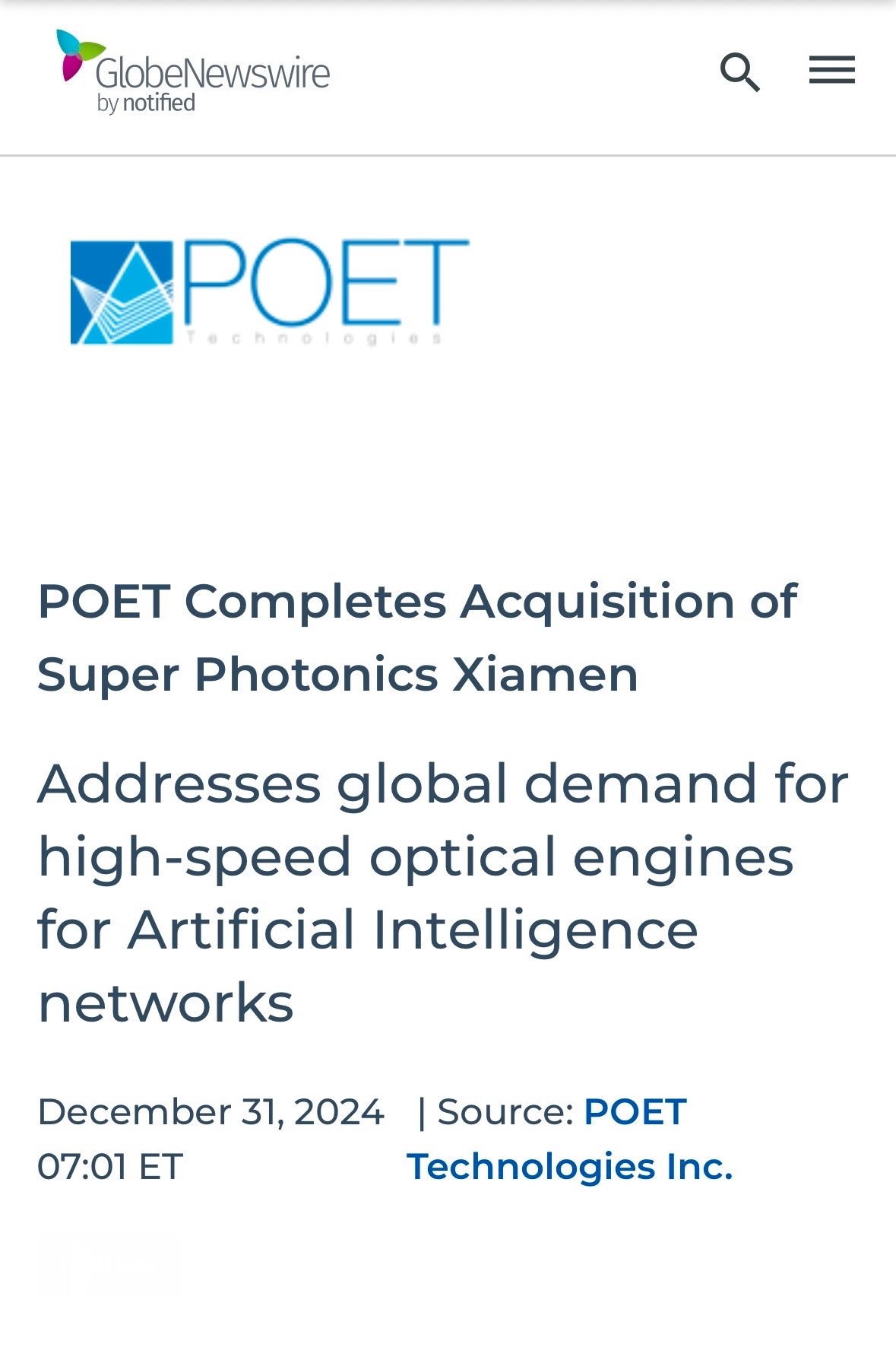 $POET Technologies (POET.US)$