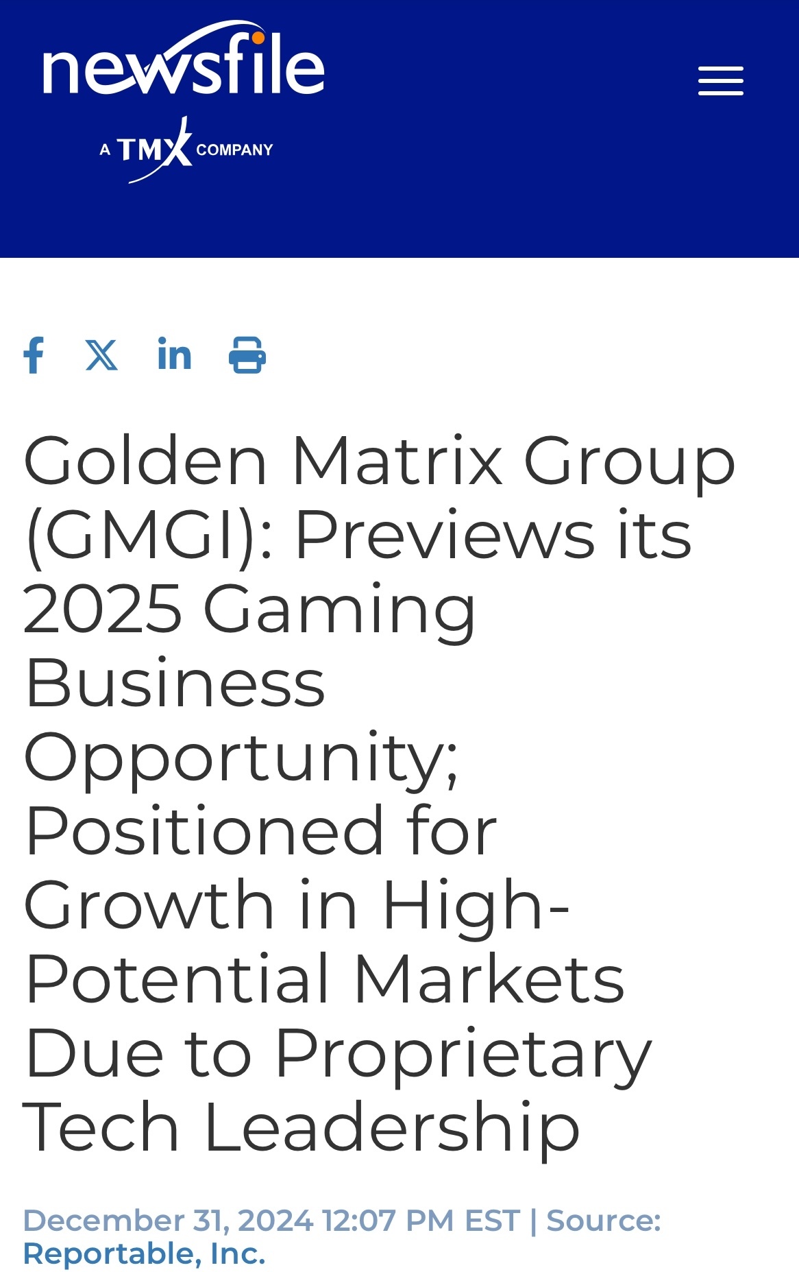 $Golden Matrix Group (GMGI.US)$