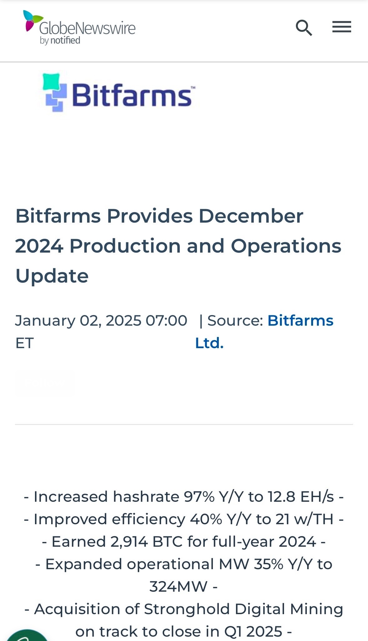 $Bitfarms (BITF.US)$