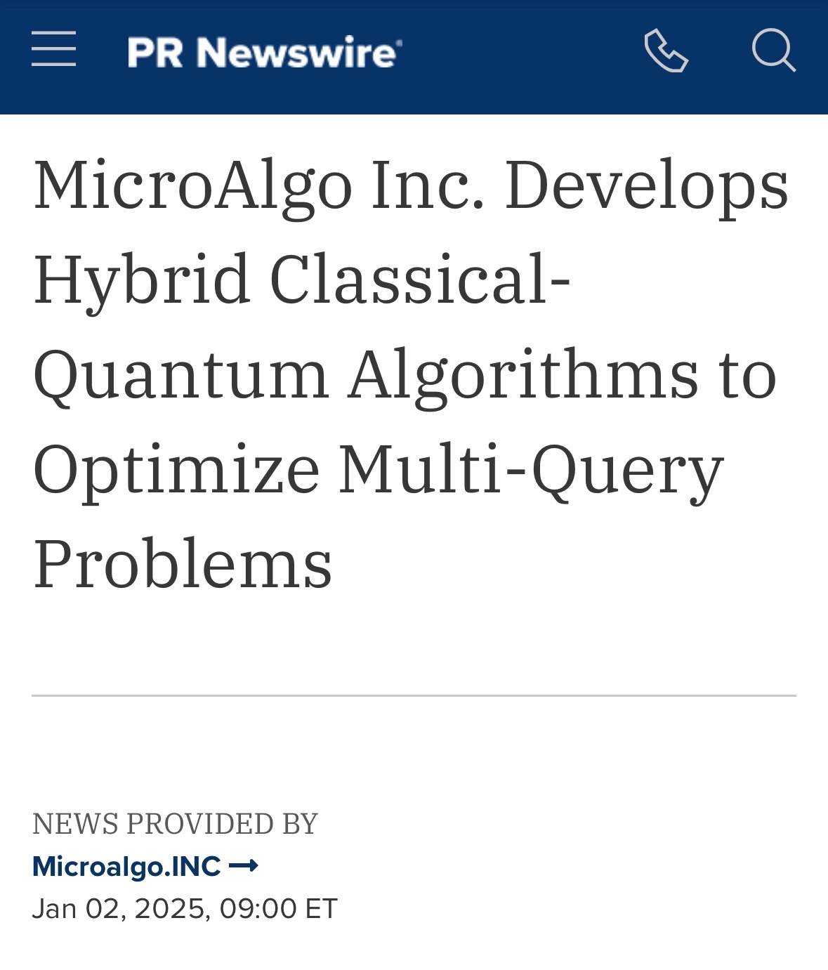 $MicroAlgo (MLGO.US)$