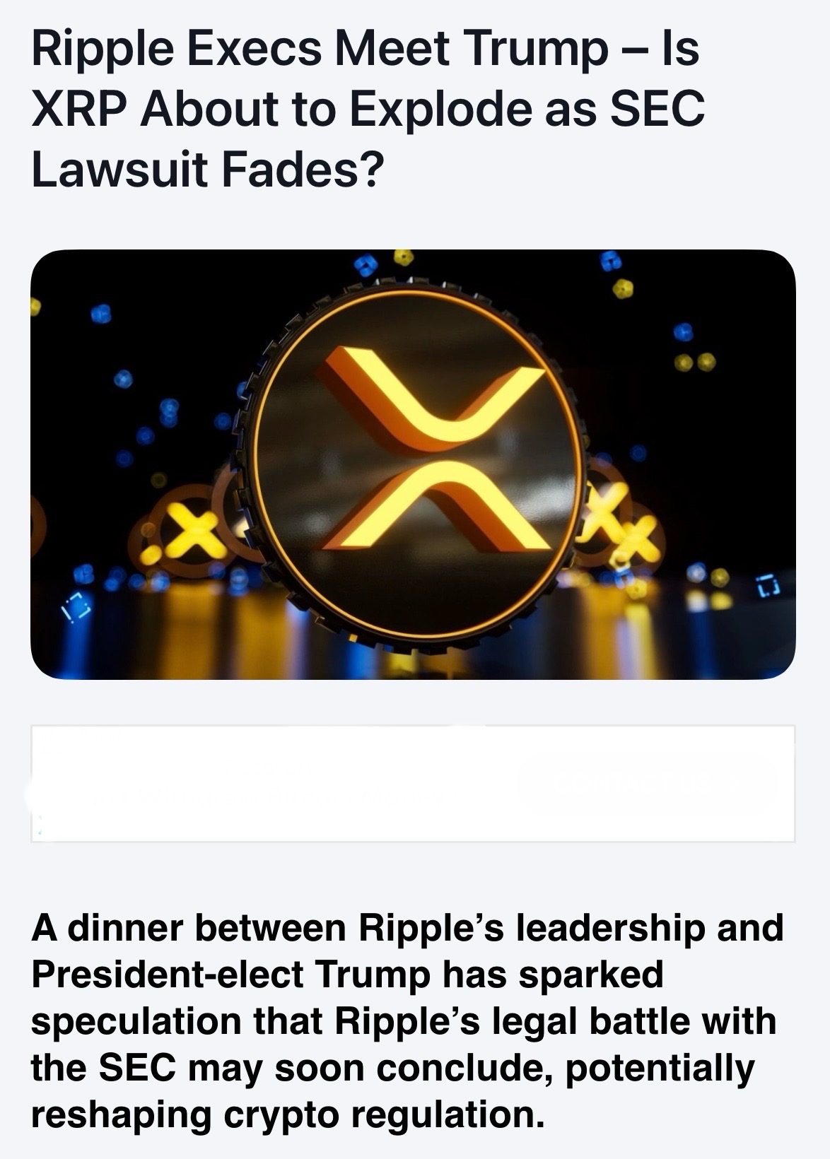 リップルの役員がトランプ氏と会合-SECの訴訟が薄れる中、XRPは爆発するか？ - moomooコミュニティ