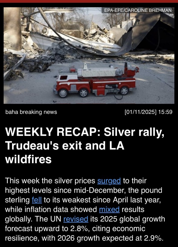 WEEKLY RECAP: Silver Rally, トゥルドーの退陣、L.A.の山火事。