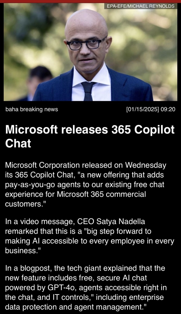 Microsoft releases 365 Copilot Chat.