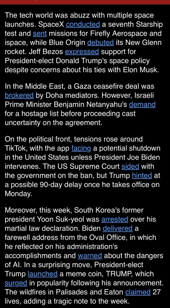 WEEKLY RECAP: Trump’s coin launch, Biden’s farewell and Gaza deal.