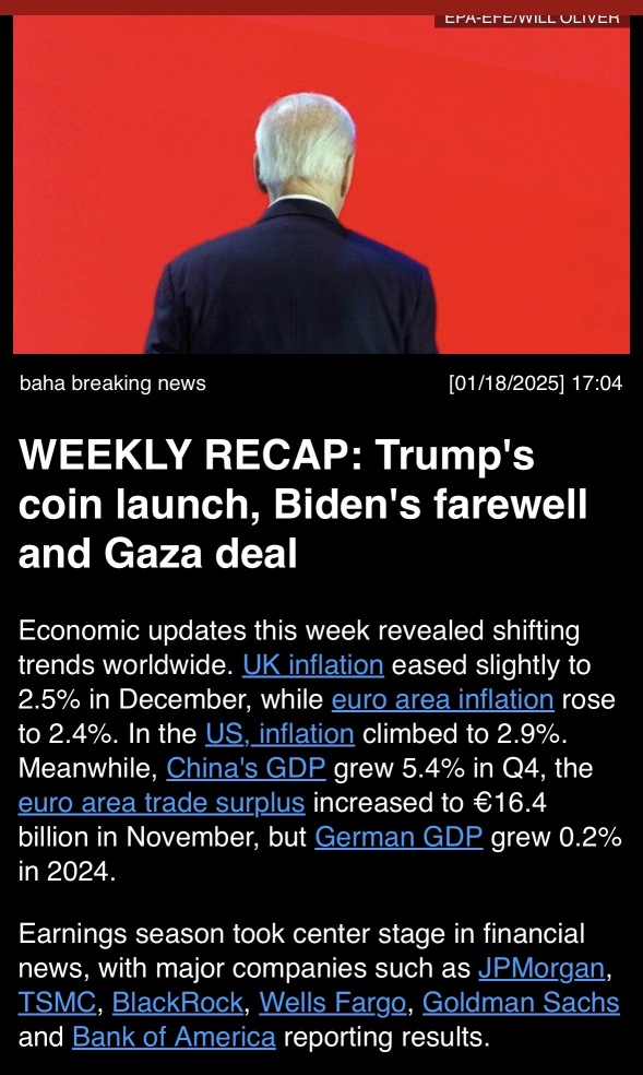 WEEKLY RECAP: Trump’s coin launch, Biden’s farewell and Gaza deal.