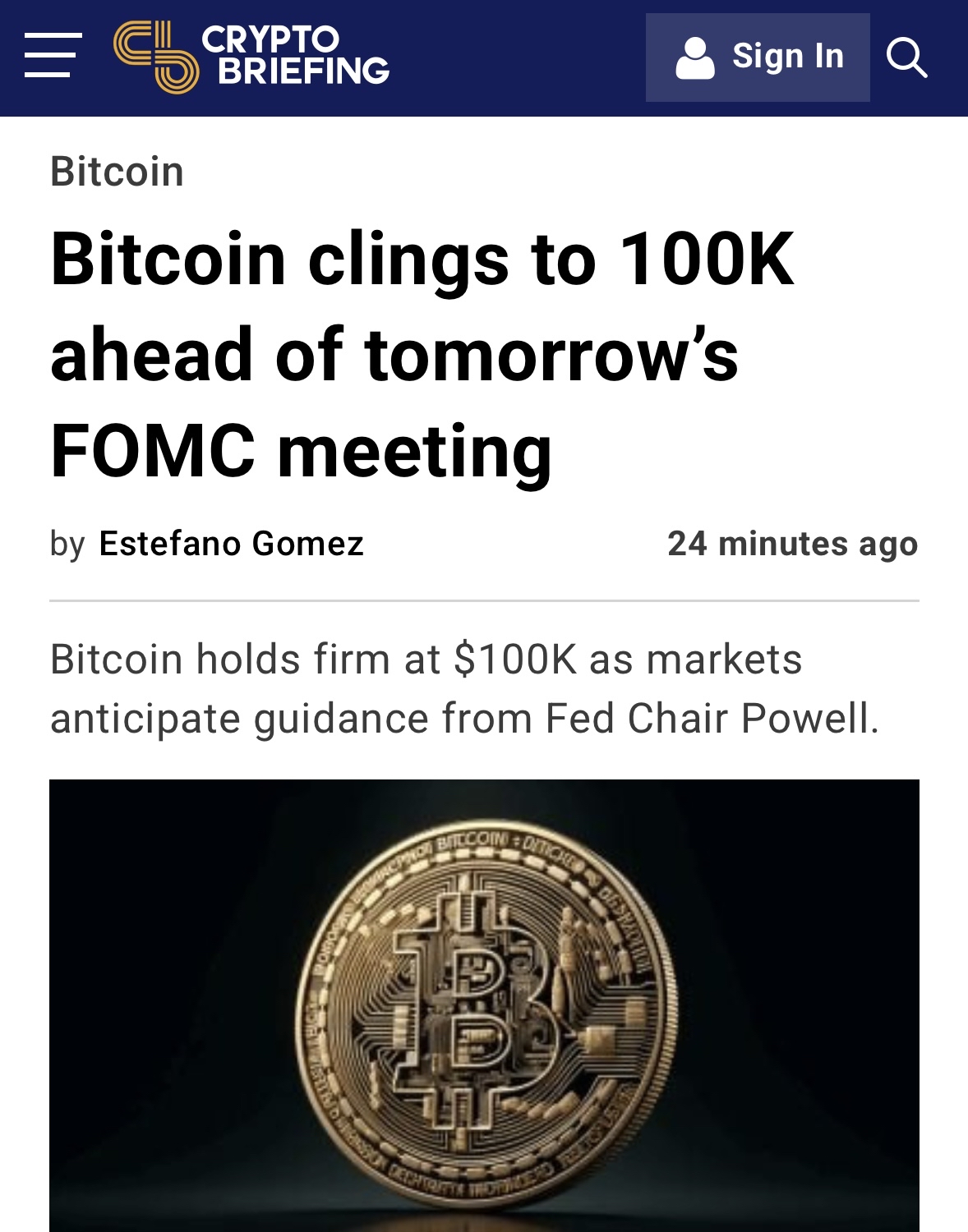 比特币在明天的FOMC会议前保持在10万美元附近。 - moomoo 社区