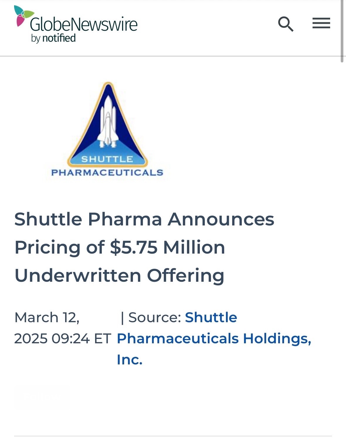 $Shuttle Pharmaceuticals (SHPH.US)$