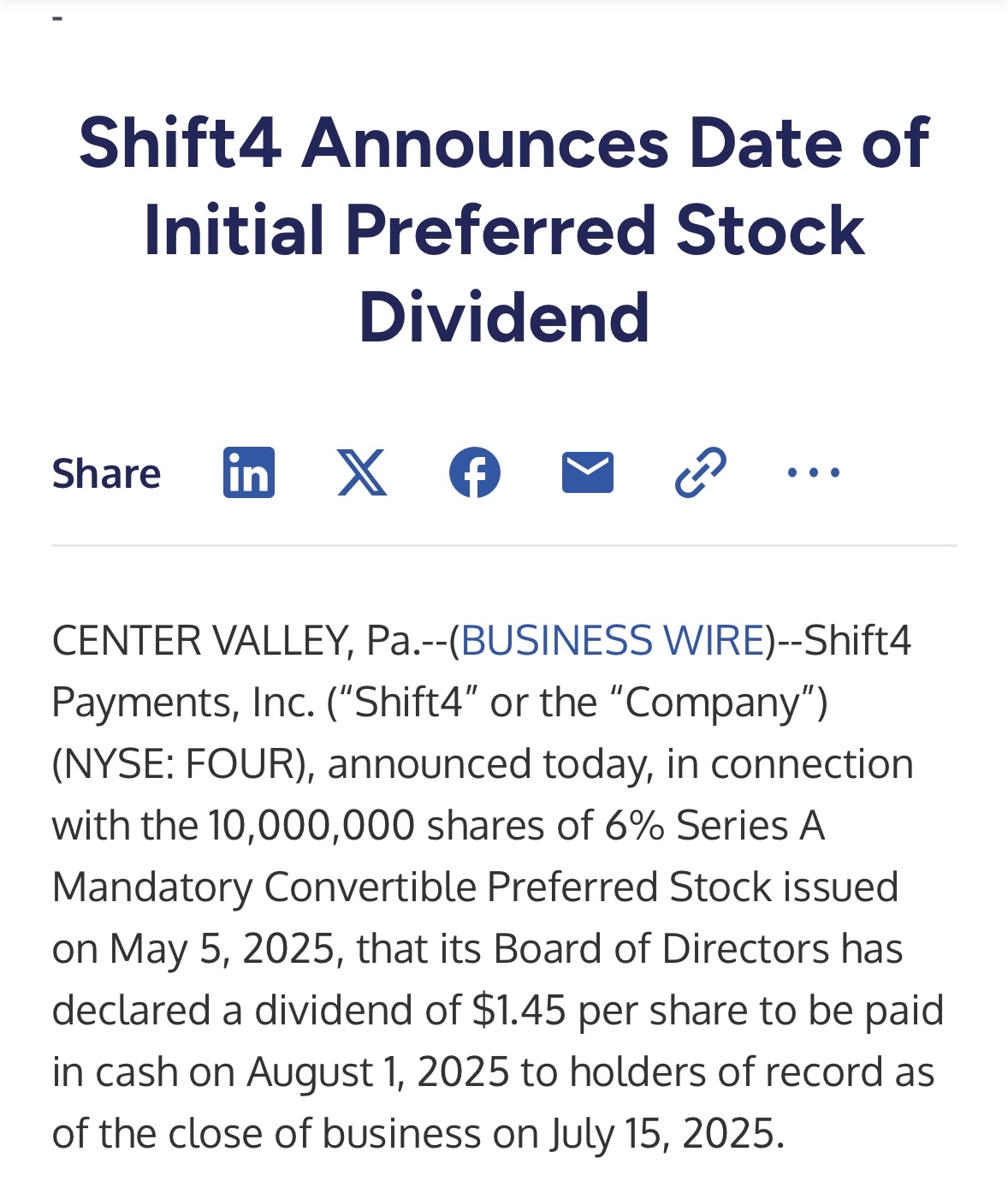 Shift4 Payments Inc【FOUR】株価掲示板｜投資家のコメント